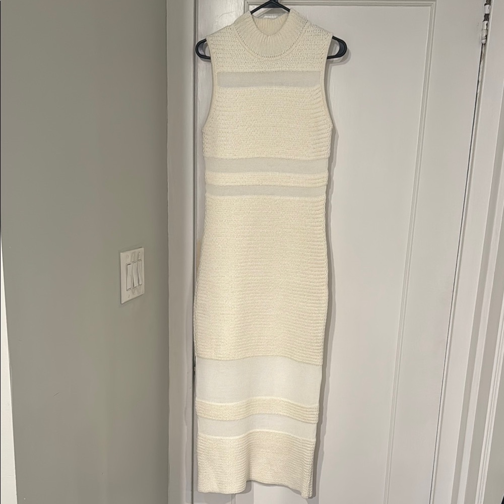 Acler Nadia Knit Sleeveless Sweater Dress Cream 6